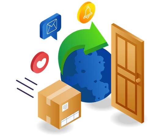 Deliver the package of goods to the door Illustration