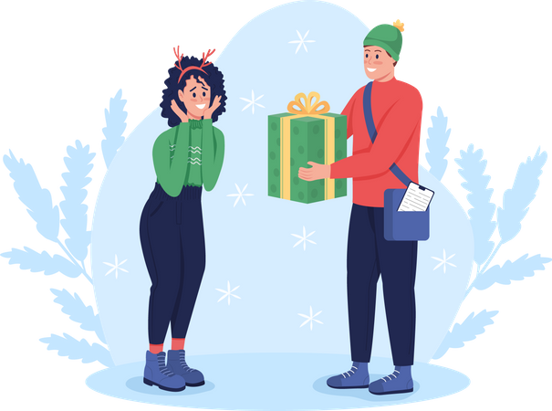 Delivering Christmas present Illustration