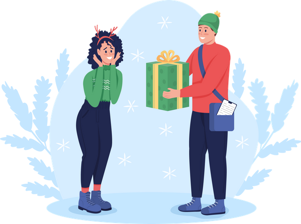 Delivering Christmas present  Illustration