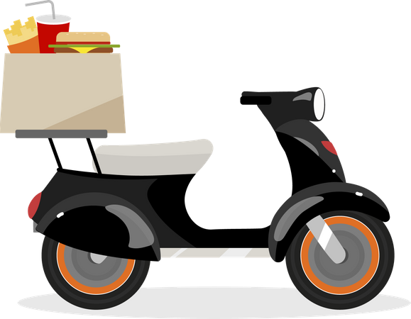 Delivering fast food on scooter  Illustration
