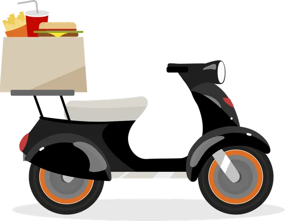Delivering fast food on scooter Illustration