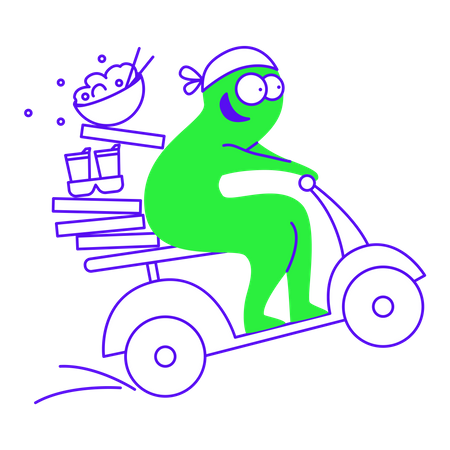 Delivering food on scooter Illustration