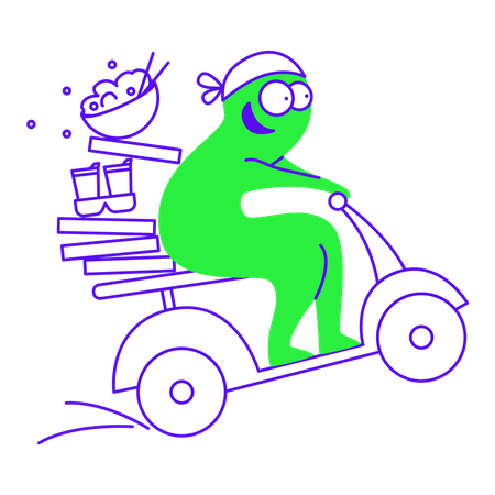 Delivering food on scooter  Illustration