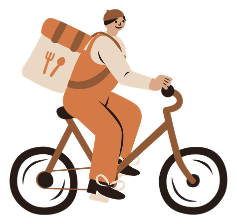 Delivering food using bicycle  Illustration