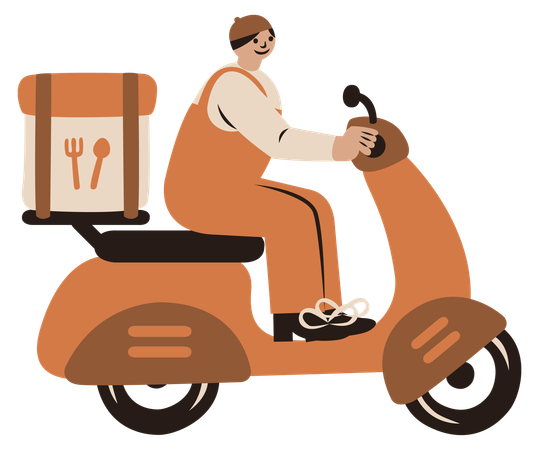 Delivering food using motorcycle  Illustration