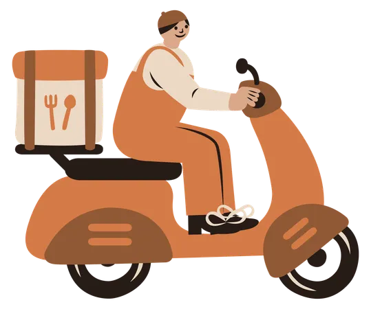 Delivering food using motorcycle  Illustration