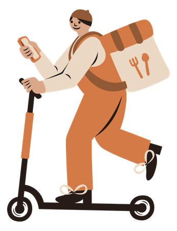Delivering food using scooter  Illustration