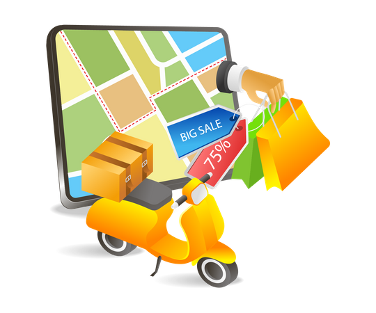 Delivering goods to destination  Illustration