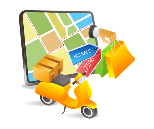 Delivering goods to destination  Illustration