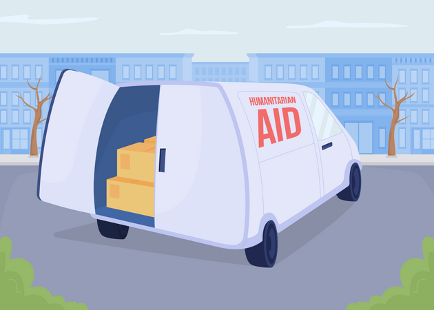 Delivering humanitarian aid Illustration