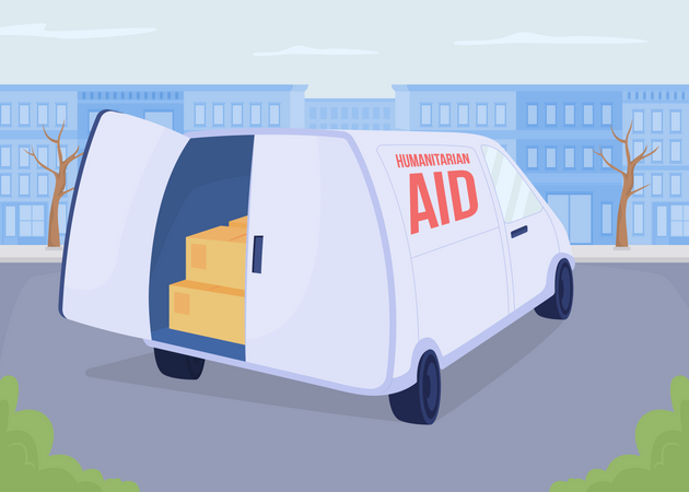 Delivering humanitarian aid  Illustration