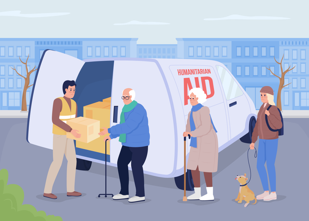 Delivering humanitarian relief Illustration