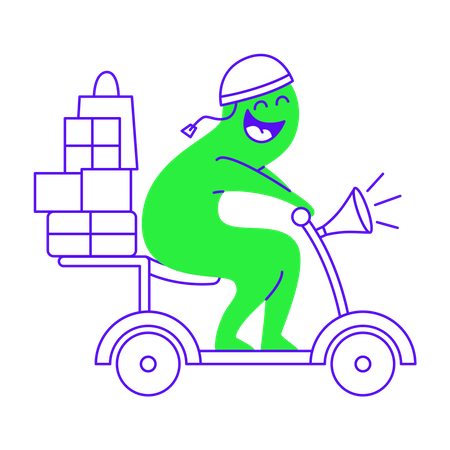 Delivering products on scooter  Illustration