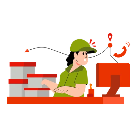 Delivery agent checking delivery Illustration