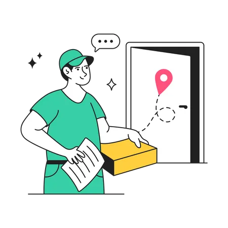 Delivery At Door  Illustration