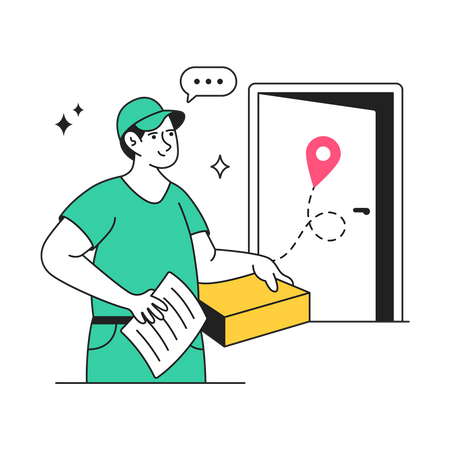 Delivery At Door  Illustration