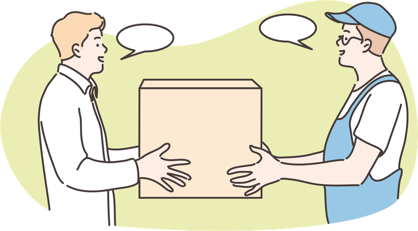 Delivery box is handed to client  Illustration