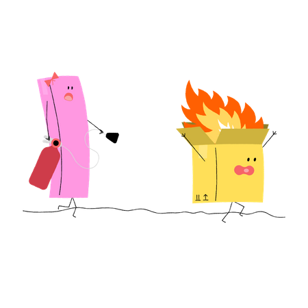 Delivery Box on fire Illustration