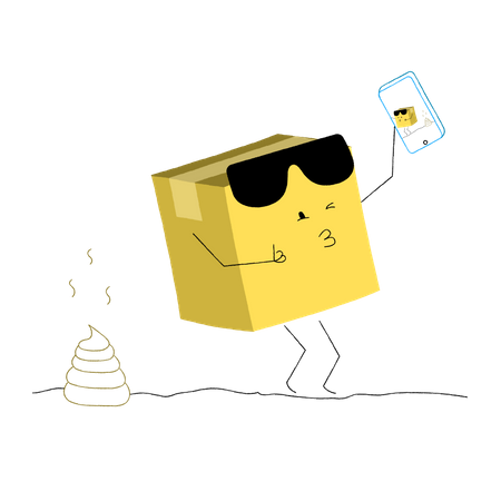 Delivery box taking selfie  Illustration