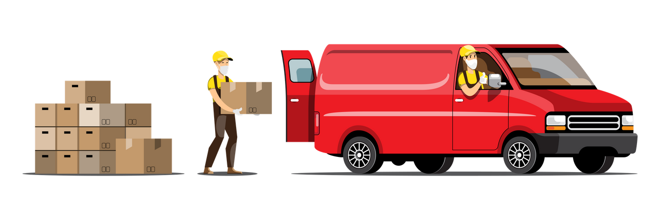 Delivery Boxes Loading  Illustration