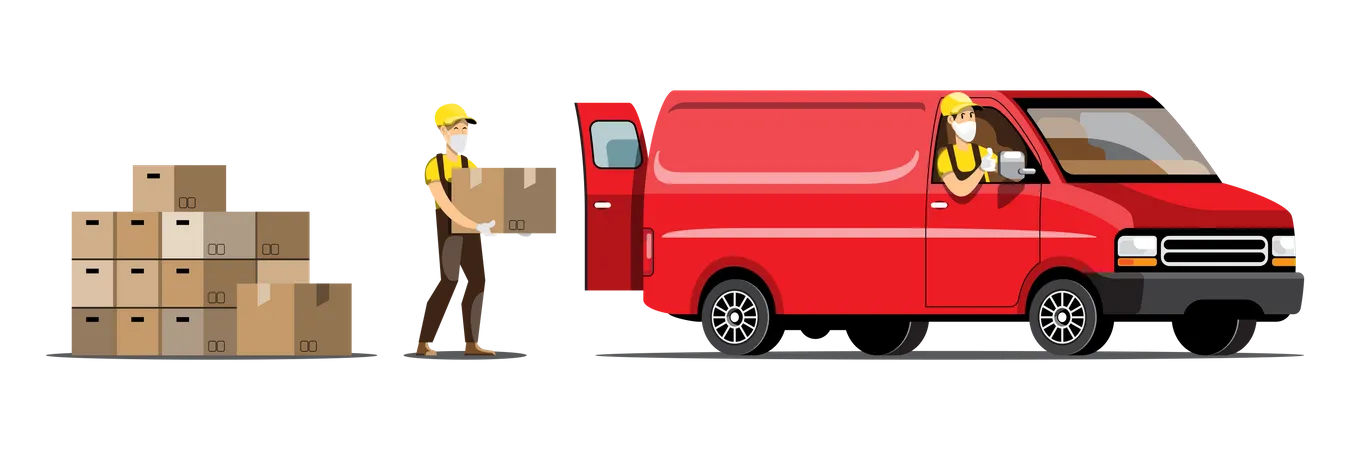 Delivery Boxes Loading Illustration