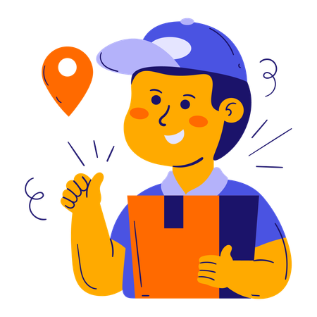 Delivery boy at location  Illustration