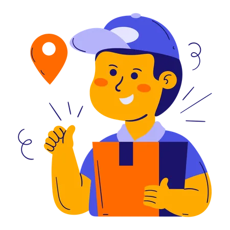 Delivery boy at location  Illustration