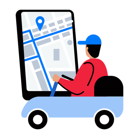 Delivery Boy Check Delivery Location  Illustration