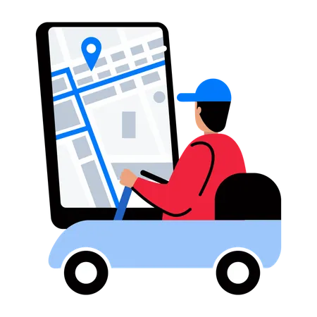 Delivery Boy Check Delivery Location  Illustration