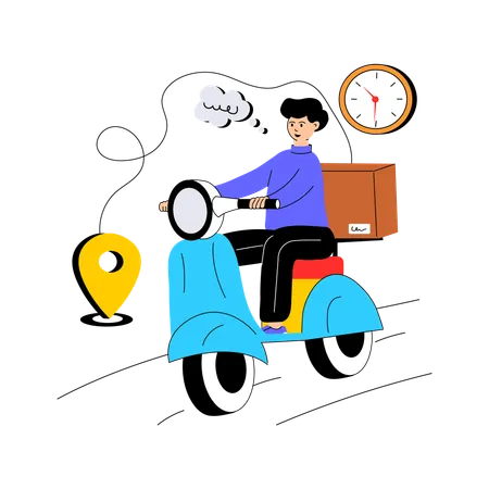 Delivery Boy Delivered Package On Time  Illustration