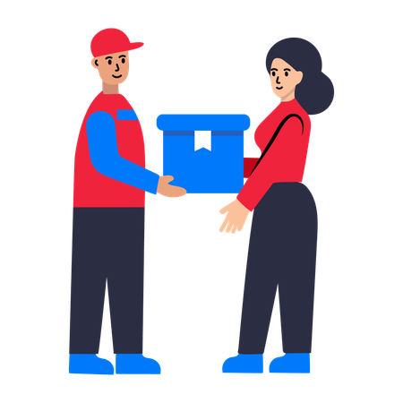 Delivery Boy delivered Parcel  Illustration