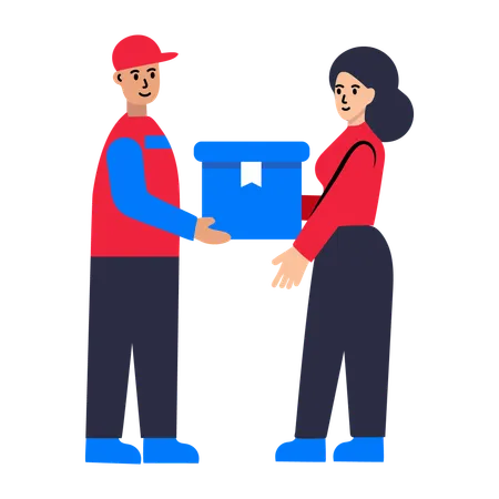 Delivery Boy delivered Parcel  Illustration