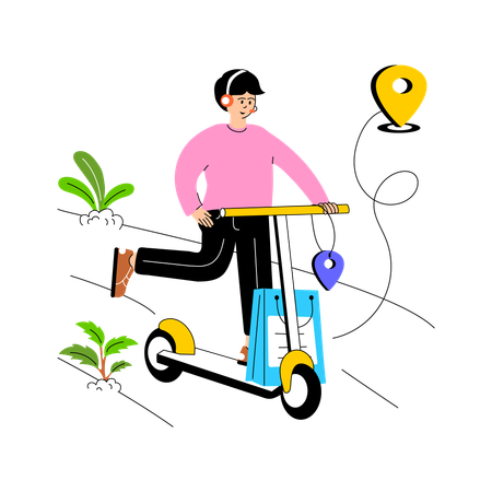 Delivery Boy Delivered parcel on bicycle  Illustration