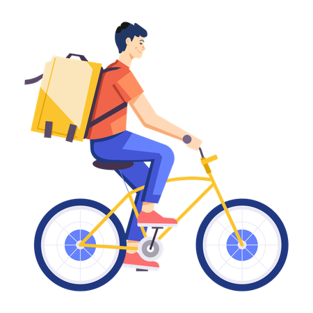 Delivery boy delivering goods on bicycle  Illustration