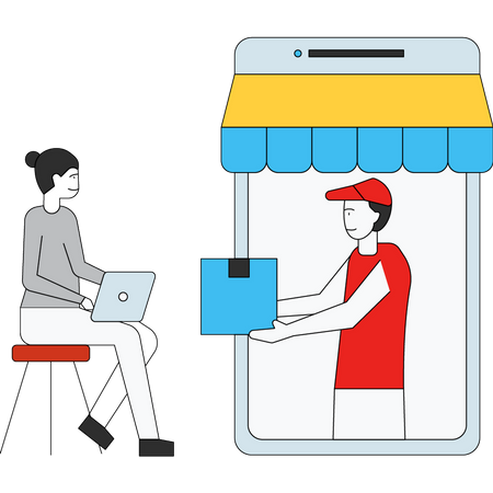 Delivery boy delivering product  Illustration