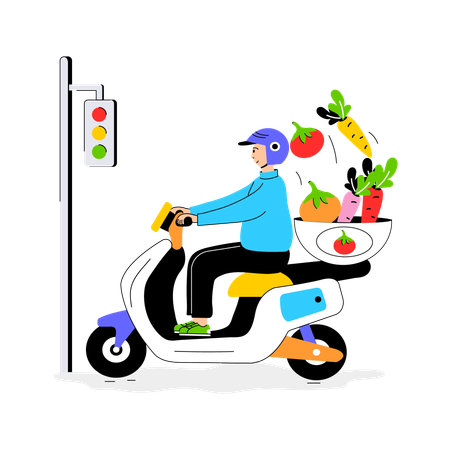 Delivery Boy Doing Food Delivery  Illustration