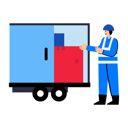 Delivery boy doing parcel Loading  Illustration