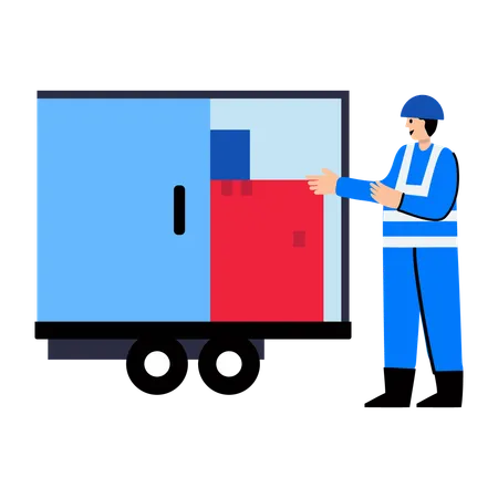 Delivery boy doing parcel Loading  Illustration