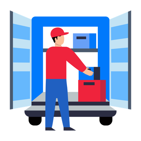 Delivery boy doing parcel Loading  Illustration