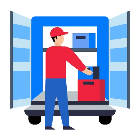 Delivery boy doing parcel Loading  Illustration