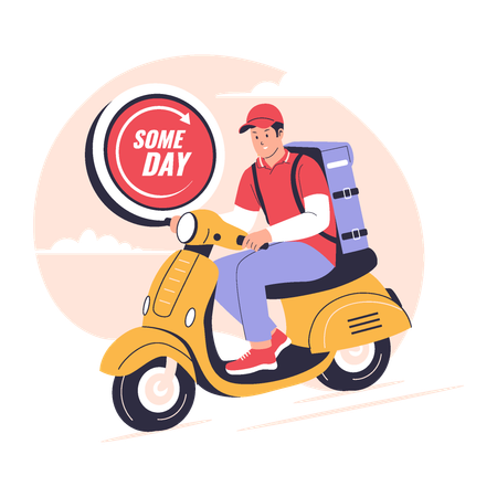 Delivery boy doing Same Day Shipping  Illustration