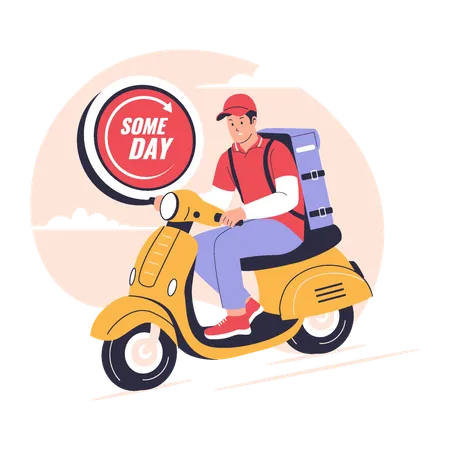 Delivery boy doing Same Day Shipping  Illustration