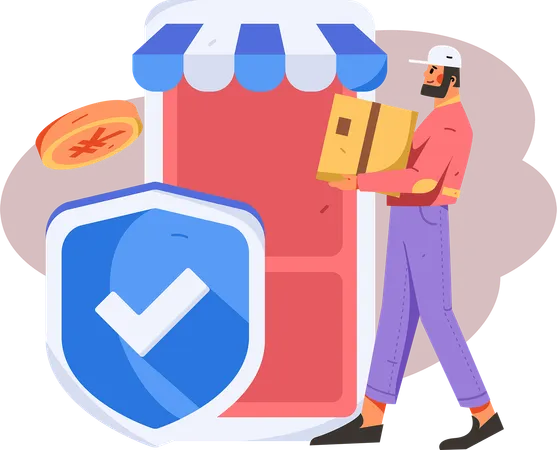 Delivery boy doing secure delivery  Illustration