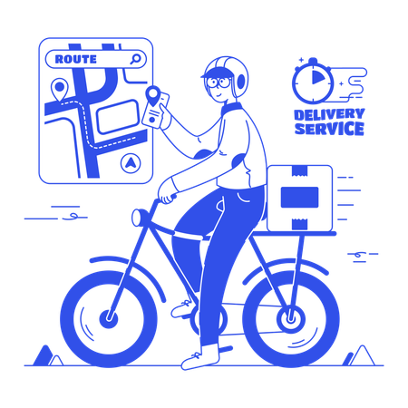 Delivery boy finding delivery location  일러스트레이션