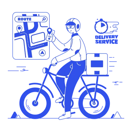 Delivery boy finding delivery location  Illustration
