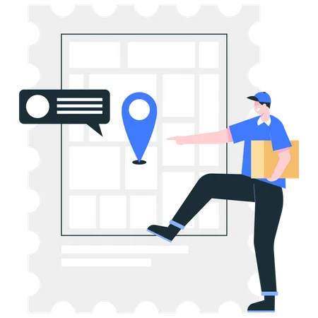 The Courier Takes The Location From The Customer To Deliver The Product At The Location Where The Customer Lives Vector Illustration Flat Design Illustration