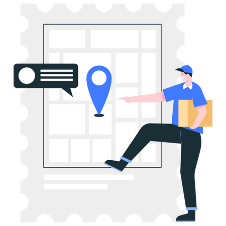 Delivery boy finding location  Illustration