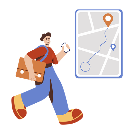 Delivery boy finding delivery location  Illustration