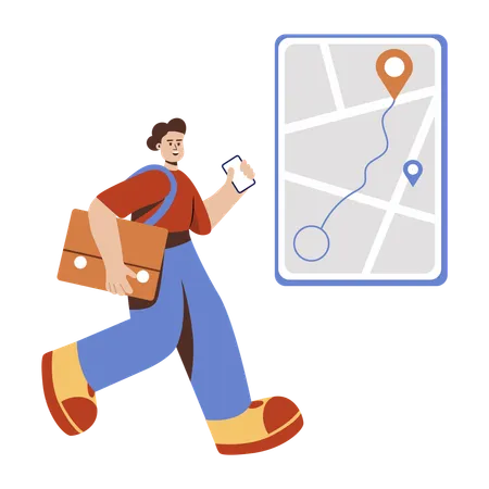 Delivery boy finding delivery location  Illustration