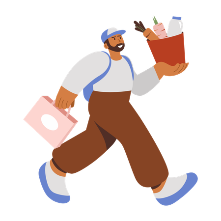 Delivery boy going for an order delivery  Illustration